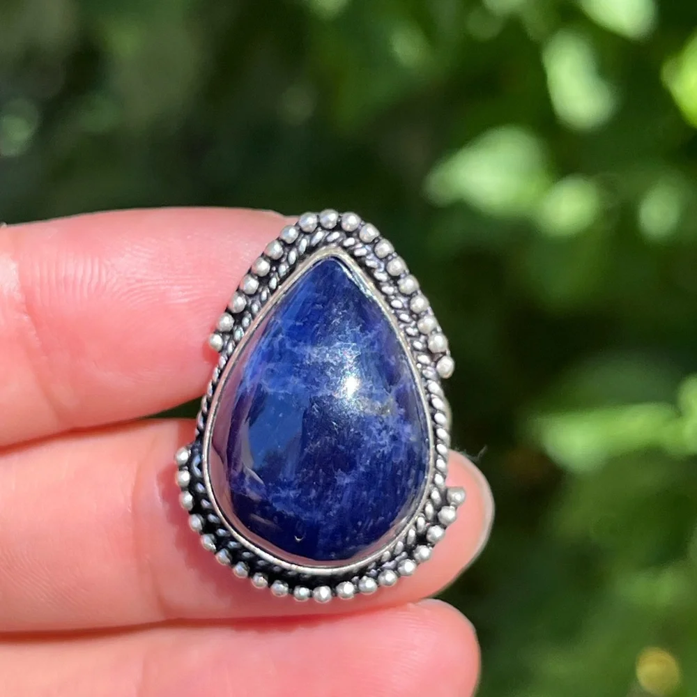 Size 6.25 925 silver plated‎ sodalite ring